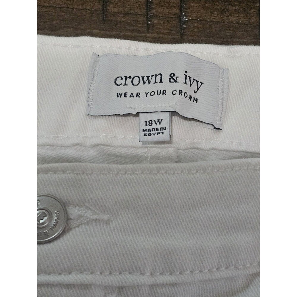 Crown & Ivy Womens High Rise White Denim Shorts Size 18W New - Picture 6 of 10